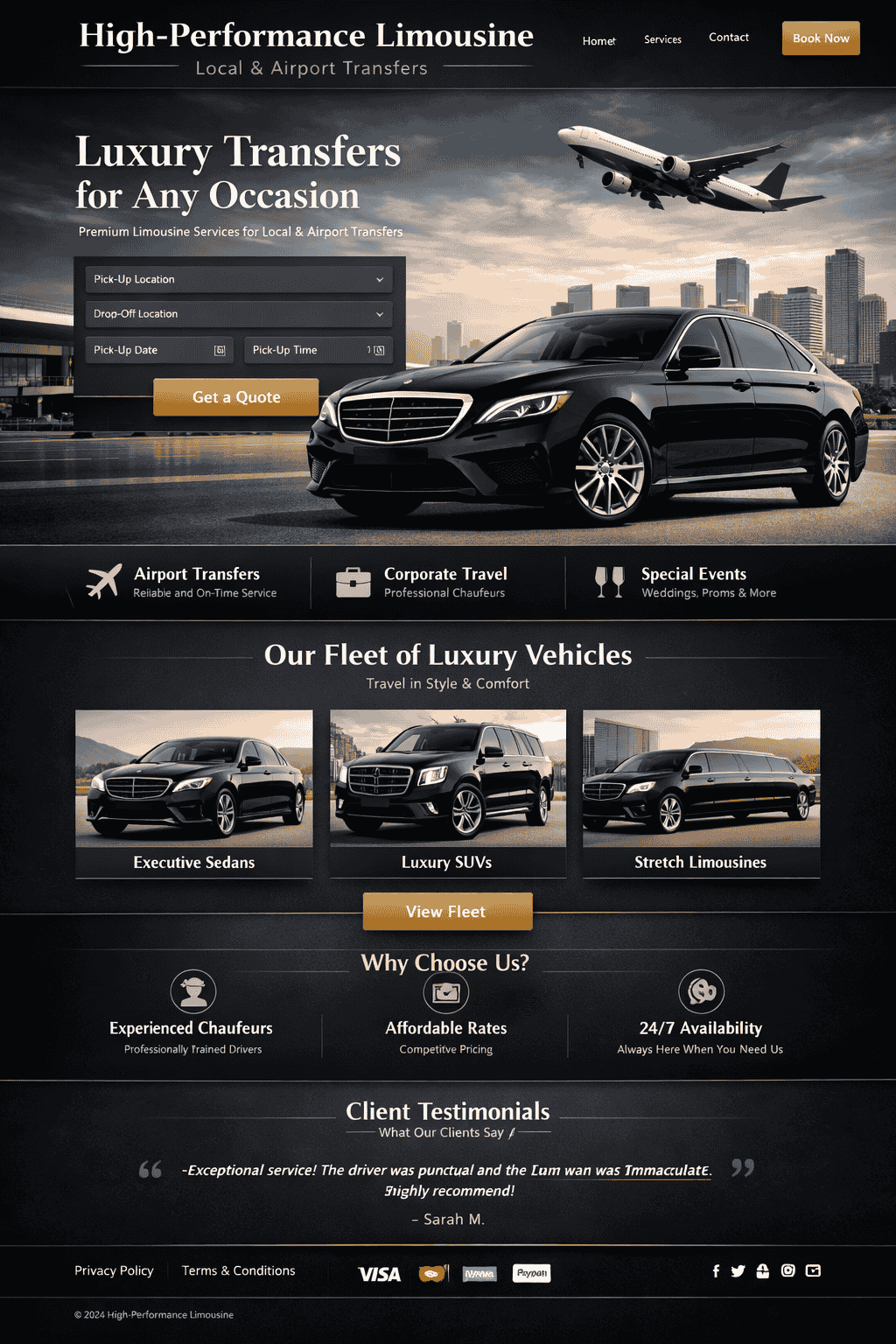 High-Performance Limousine Website Design for Local & Airport Transfers